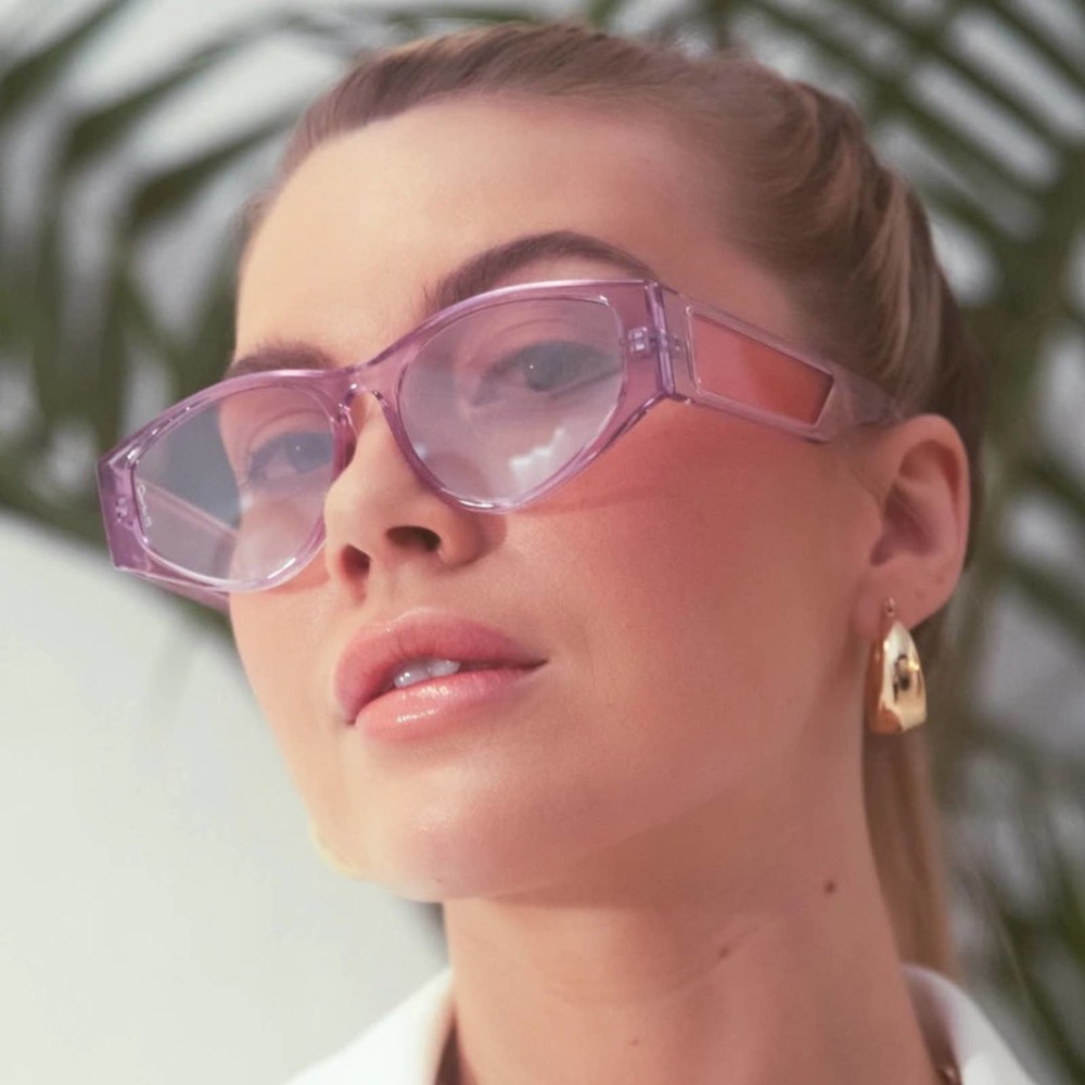 otra poppy pink clear oval modern thick acetate frame sunglasses eyewear retro